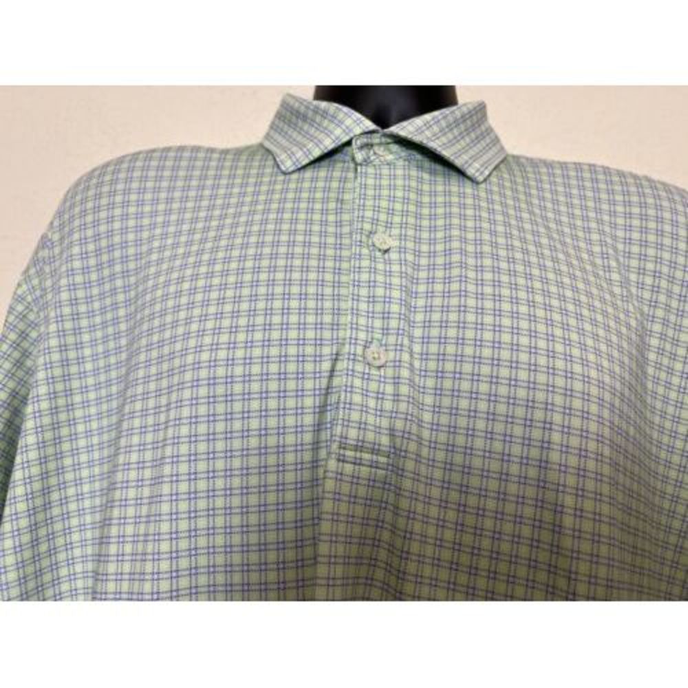 Turtleson Polo Shirt Mens Golf XL Extra Large Green Striped Logo Highland Woods